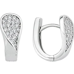 Ohrringe Creolen 14,7x7mm aus 925 Silber rhodiniert mit 44 Zirkonia Ohrschmuck