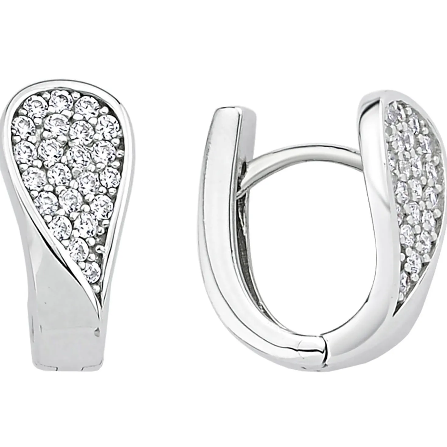 Ohrringe Creolen 14,7x7mm aus 925 Silber rhodiniert mit 44 Zirkonia Ohrschmuck