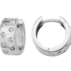 Ohrringe Creolen 14,8x6,5mm aus 925 Silber rhodiniert mit 18 Zirkonia flach