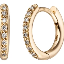 Ohrringe Creolen 12,1x1,7mm 585 Gold Gelbgold 16 Diamanten 0,08 Ct