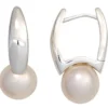 Ohrringe Creolen 4,1x18,9mm mit Süßwasser-Perlen rosé 925 Silber glänzend Damen