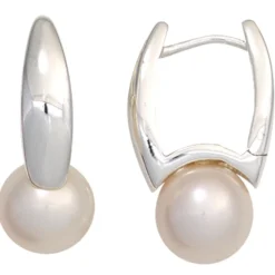 Ohrringe Creolen 4,1x18,9mm mit Süßwasser-Perlen rosé 925 Silber glänzend Damen