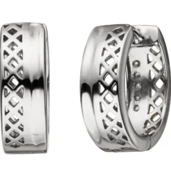 Ohrringe Creolen 15,6x5,1mm mit 10 Zirkonia weiß 925 Silber vergoldet bicolor