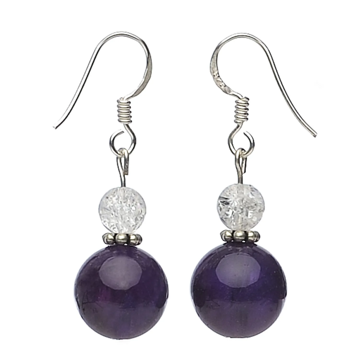 Ohrringe Ohrhänger aus Amethyst & Bergkristall, 925 Silber