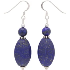 Ohrringe Ohrhänger aus echtem Lapis-Lazuli & 925 Silber blau Ohrschmuck Damen