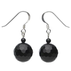 Ohrringe Ohrhänger aus echtem Onyx & 925er Silber, 12mm, schwarz