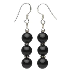Ohrringe Ohrhänger aus echtem Onyx & 925 Silber
