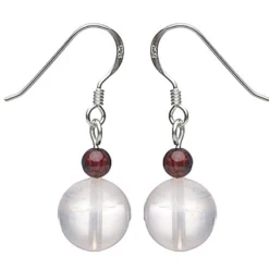 Ohrringe, Ohrhänger aus echten Rosenquarz & Granat & 925 Silber rose dunkelrot