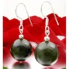 Ohrringe Ohrhänger aus echter Jade & 925er Silber, Ø14mm