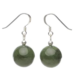 Ohrringe Ohrhänger aus echter Jade & 925er Silber, Ø14mm