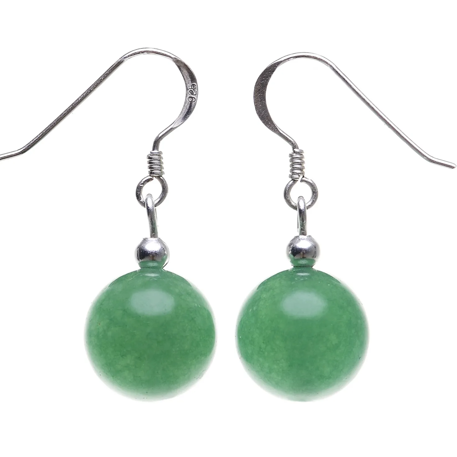 Ohrringe Ohrhänger aus Jade Kugel grün & 925 Silber Ohrschmuck Ohrhaken