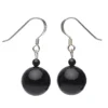 Ohrringe Ohrhänger aus Onyx & 925er Silber schwarz glatt glänzend Ohrschmuck