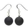 Ohrringe Ohrhänger aus Onyx & 925 Silber, schwarz, matt, Ohrschmuck