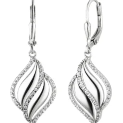 Ohrringe Ohrhänger aus 925 Silber mit 86 Zirkonia Boutons Ohrschmuck 36,9x13,1mm