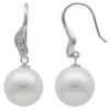 Ohrringe Ohrhänger mit großen Perlen Muschelkernperlen & Zirkonia weiß 925 Silber Damen