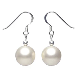 Ohrringe Ohrhänger Muschelkernperlen 10mm & 925 Silber weiß Ohrschmuck