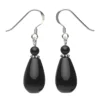 Ohrringe Ohrhänger Ohrhaken aus Onyx & 925 Silber, Tropfen schwarz