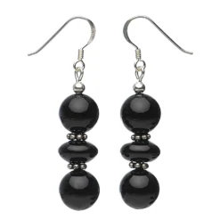 Ohrringe Ohrhänger Ohrschmuck aus Onyx & 925 Silber, schwarz