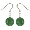 Ohrringe Ohrhänger Ohrschmuck aus grünem Achat Kugel 12mm & 925 Sterling Silber