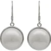 Ohrringe Ohrhänger Perle Muschelkernperle weiß rund schlicht 925 Silber Damen