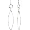 Ohrringe Ohrhänger spitzoval aus 925 rhodiniert Silber Ohrhaken 87x16,7mm Damen