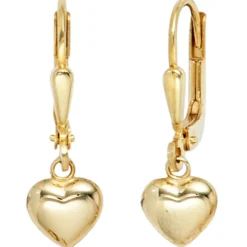 Ohrringe Ohrhänger 6,5x20,8mm Boutons Herz Herzen 333 Gold Gelbgold für Damen