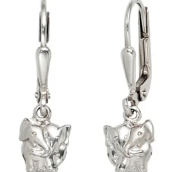 Ohrringe Ohrhänger 6,4x21,5mm Boutons Paar Elefanten 925 Silber teilmattiert