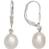 Ohrringe Ohrhänger 7,4x26,1mm Boutons Süßwasser Perlen 925 Silber glänzend Damen