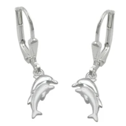 Ohrringe Ohrhänger 25x11mm Brisur Delfine Delfinpaar 925 Echt Silber Damen
