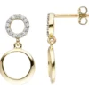 Ohrringe Ohrhänger 10,1x20mm mit Zirkonia 2 Ringe 375 Gold Gelbgold