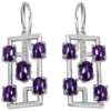 Ohrringe Ohrhänger 12,7x32mm Rechteck 10 Amethyste lila & 12 Zirkonia 925 Silber