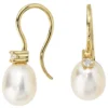 Ohrringe Ohrhänger 7,9x21,6mm Süßwasser Perlen 333 Gold Gelbgold Damen