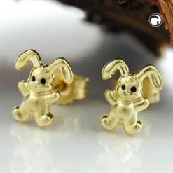 Ohrringe Ohrstecker Hase klein & fein 9Kt 375 Gelbgold Ohrschmuck Kinder