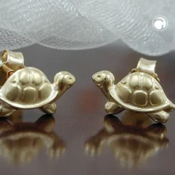 Ohrringe Ohrstecker Schildkröte klein & fein 9Kt 375 Gelbgold Ohrschmuck Kinder