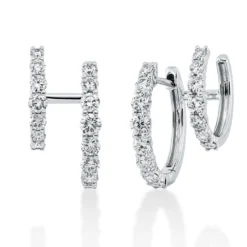 Ohrschmuck aus 750 Gold Weißgold 30 Diamanten 1,21ct TW-SI 15,5x14,6mm