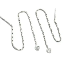 Ohrschmuck Durchzieher Hänger Herz mit Zirkonia 925 Silber Damen