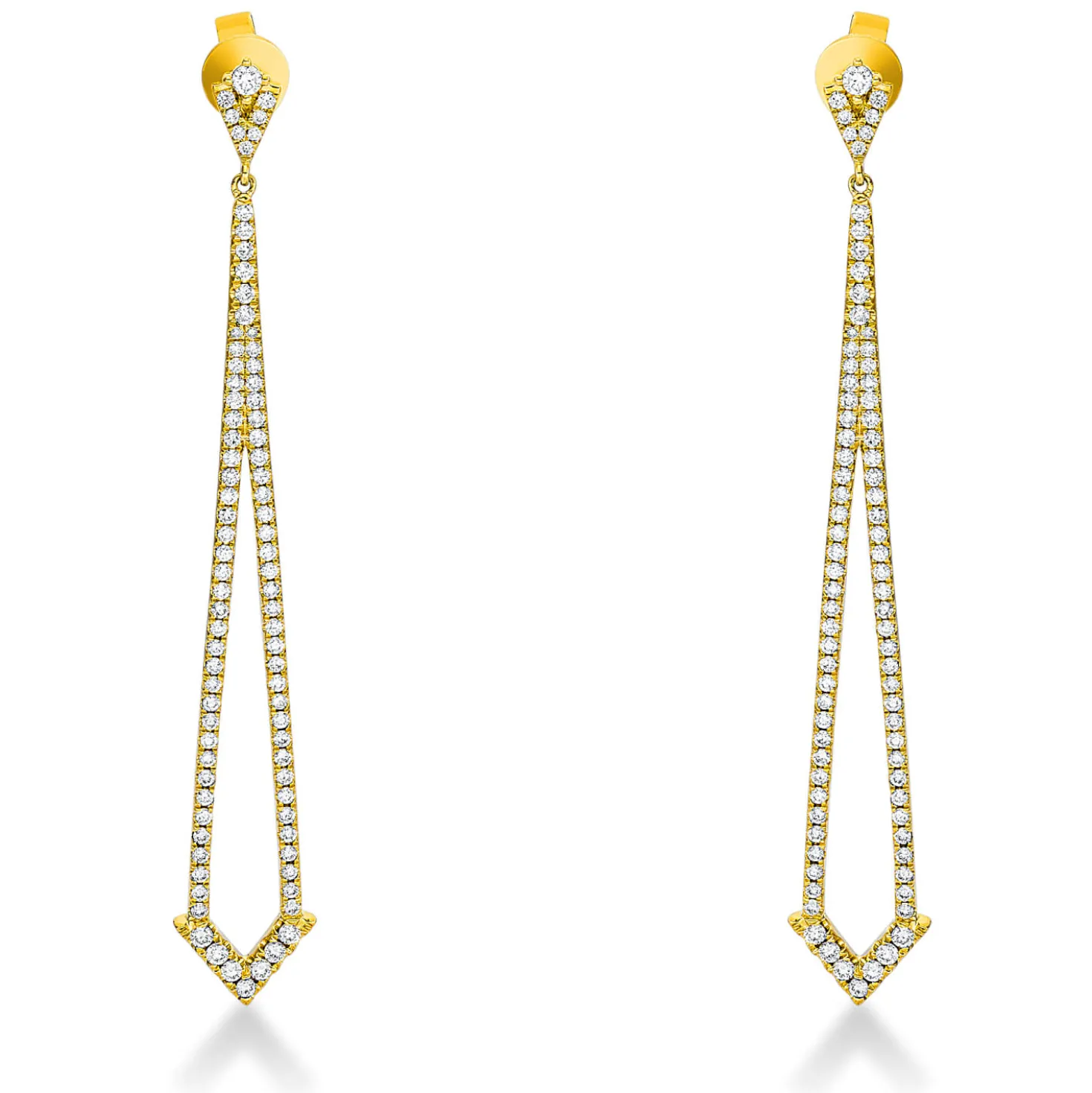 Ohrschmuck Ohrhänger aus 750 Gelbgold 171 Brillanten 1,38ct W-SI 68,8x9,2mm
