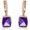 Ohrschmuck Ohrhänger 750 Rotgold 2 Amethyste 6,5ct lila 16 Brillanten 0,1ct TW-SI