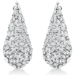 Ohrschmuck Ohrhänger Tropfen 750 Weißgold 203 Diamanten 12,4ct TW-SI 50x21,7mm
