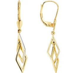 Ohrschmuck Ohrhänger 6,4x36mm Boutons 333 Gold Gelbgold rhodiniert Damen