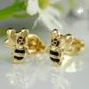 Ohrschmuck Ohrstecker für Kinder, Biene mit Gesicht, 375 Gold Gelbgold