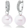 Ohrschmuck 750 Weißgold 2 Süßwasser-Perlen 11mm weiß 44 Brillanten 0,21ct W-SI