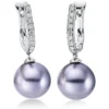 Ohrschmuck 750 Weißgold 2 Tahiti-Perlen 9,5mm silbergrau 18 Brillanten 0,18ct W-SI