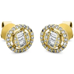 Ohrstecker aus 750 Gelbgold 58 Diamanten Fanatsy-Schliff 0,4ct TW-SI Ø7,8mm