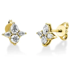 Ohrstecker aus 750 Gelbgold 8 Diamanten Fanatsy-Schliff 0,72ct TW-VSI/SI 6,7x6,7mm