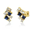 Ohrstecker aus 585 Gelbgold 8 Saphire 0,69ct blau 12 Diamanten 0,53ct W-SI/PI