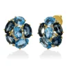 Ohrstecker aus 750 Gelbgold 12 Topase 8,8ct London Blue 14 Brillanten 0,11ct TW-SI