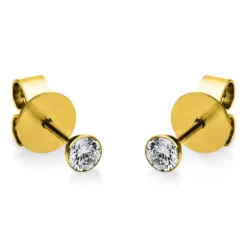 Ohrstecker aus 585 Gold Gelbgold mit 2 Diamanten Brillanten 0,20 Ct. Zarge