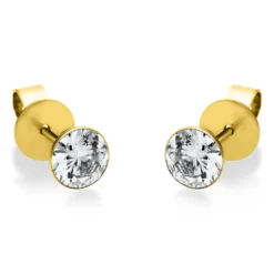Ohrstecker aus 750 Gold Gelbgold mit 2 Diamanten Brillanten 1,00 Ct. Zarge