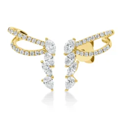 Ohrstecker aus 750 Gold Gelbgold 42 Diamanten 1,02ct TW-SI 18x11,9mm
